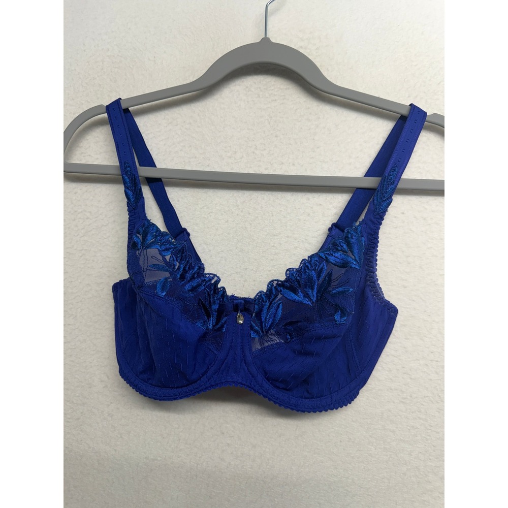PrimaDonna Madison Full Cup Underwire Bra Royal Blue Floral Lace 30E 65E